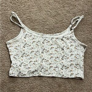 Hollister Green and Yellow Sleeveless Crop Camisole